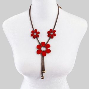 Vintage Red Floral Necklace